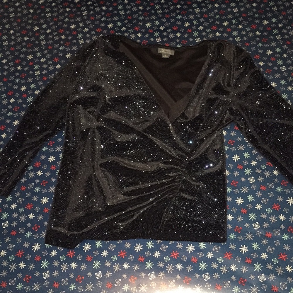 Jeweled Black and Blue Dress Shirt Dressbarn Large